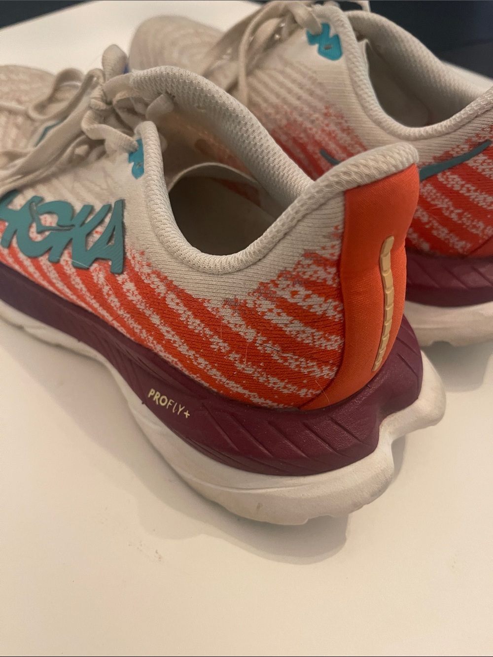 Hoka Mach 5 Running Sneakers with Teal & Orange Accents. 7d wide - Picture 6 of 12